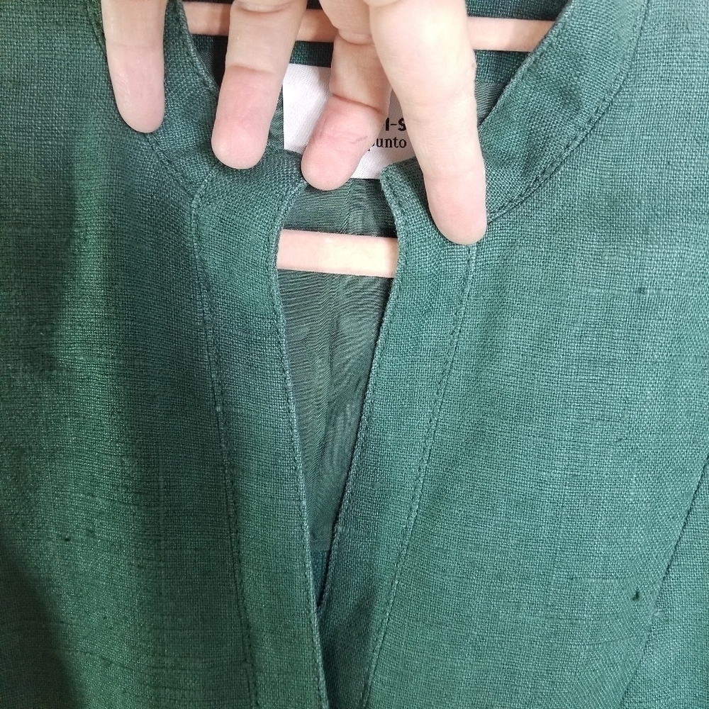 Akris Punto teal green linen cropped jacket - Picture 3 of 12